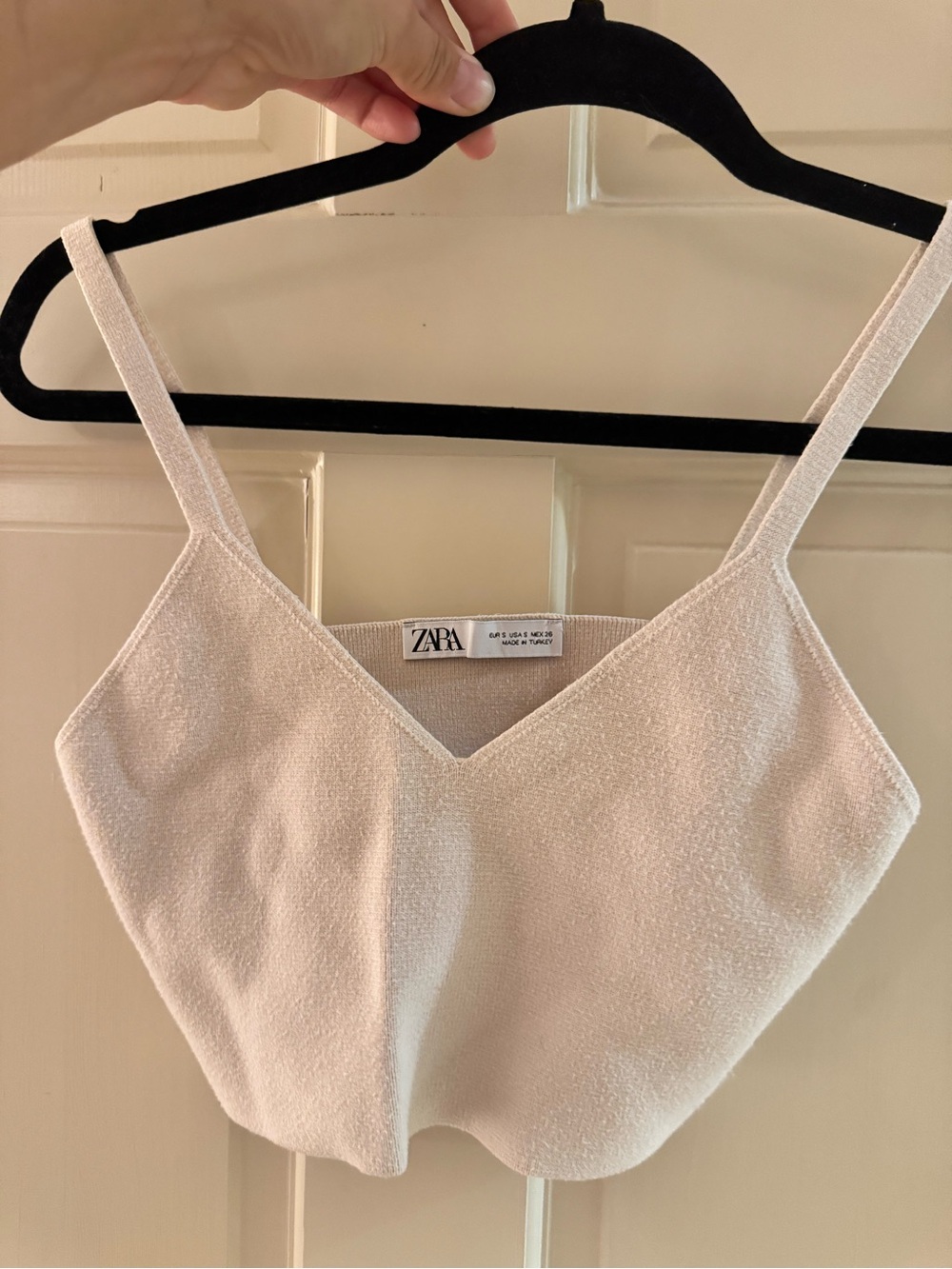 ZARA Cream Shimmery V-Neck Cropped Camisole